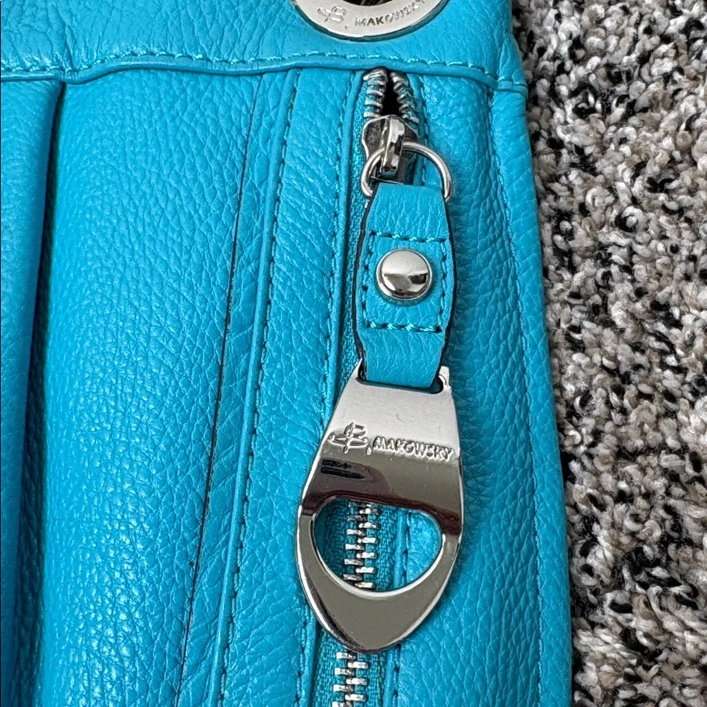 B.Makowsky Teal Leather Crossbody - Picture 3 of 6